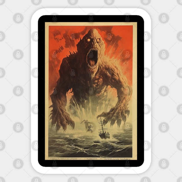 Vintage Monster Movie Poster Sticker by Deisgns by A B Clark 